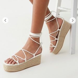 Lace Up Espadrille Wedges